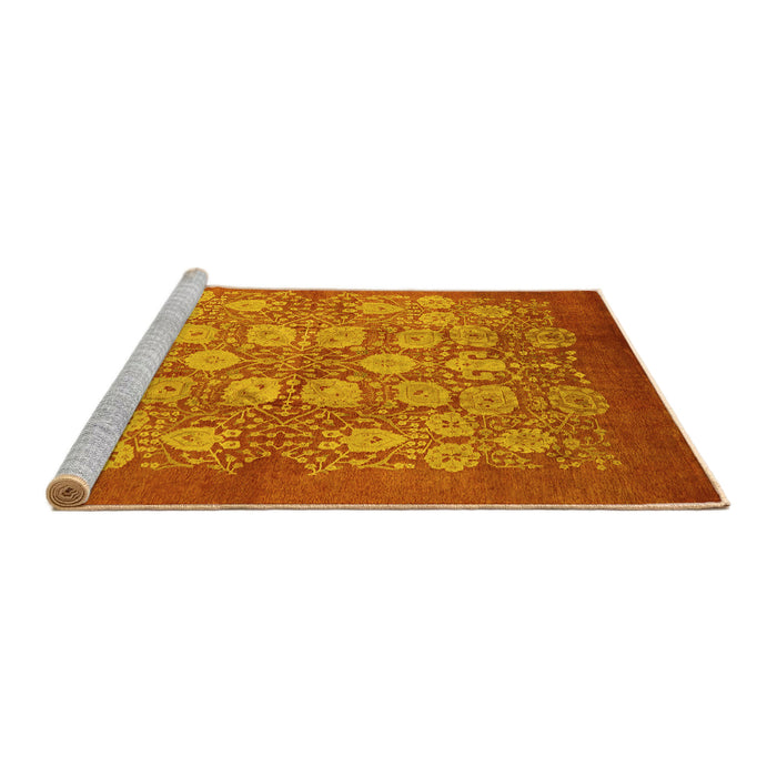 Sideview of Machine Washable Oriental Yellow Industrial Rug, wshurb875yw