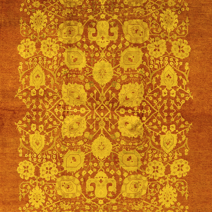 Machine Washable Oriental Yellow Industrial Rug, wshurb875yw