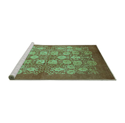 Sideview of Machine Washable Oriental Turquoise Industrial Area Rugs, wshurb875turq