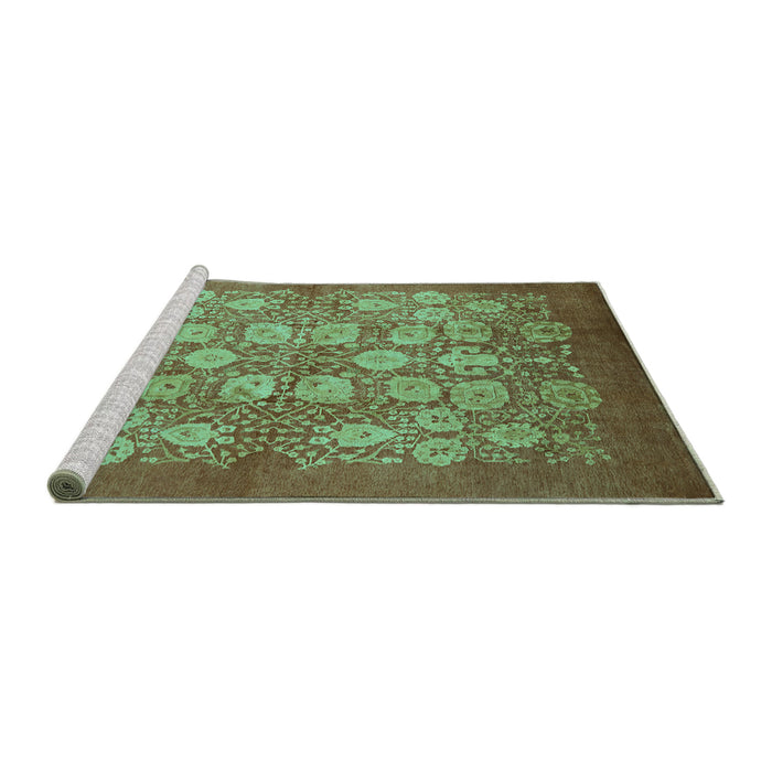 Sideview of Machine Washable Oriental Turquoise Industrial Area Rugs, wshurb875turq