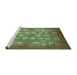 Sideview of Machine Washable Oriental Turquoise Industrial Area Rugs, wshurb875turq