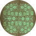 Round Oriental Turquoise Industrial Rug, urb875turq