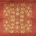 Square Mid-Century Modern Orange Oriental Rug, urb875