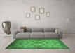 Machine Washable Oriental Emerald Green Industrial Area Rugs in a Living Room,, wshurb875emgrn