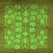 Square Machine Washable Oriental Green Industrial Area Rugs, wshurb875grn