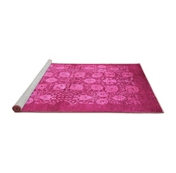 Sideview of Machine Washable Oriental Pink Industrial Rug, wshurb875pnk
