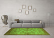 Machine Washable Oriental Green Industrial Area Rugs in a Living Room,, wshurb875grn