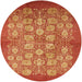 Round Mid-Century Modern Orange Oriental Rug, urb875