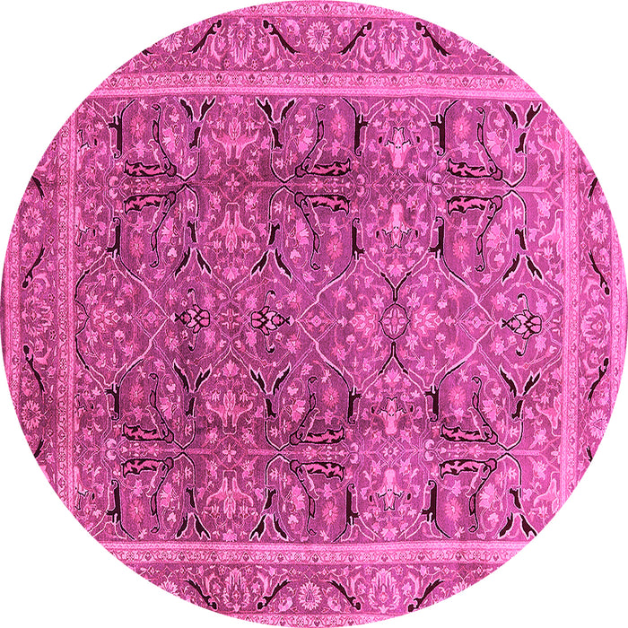 Round Oriental Pink Traditional Rug, urb876pnk