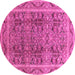 Round Oriental Pink Traditional Rug, urb876pnk