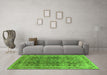 Machine Washable Oriental Green Traditional Area Rugs in a Living Room,, wshurb876grn