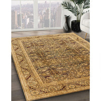 Mid-Century Modern Dark Bisque Brown Oriental Rug, urb876