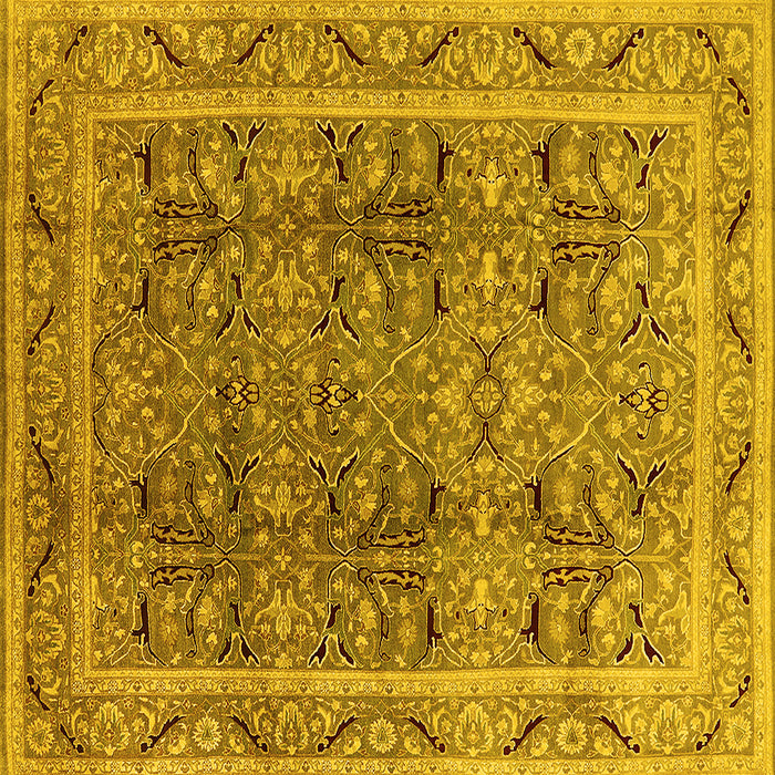 Square Oriental Yellow Traditional Rug, urb876yw