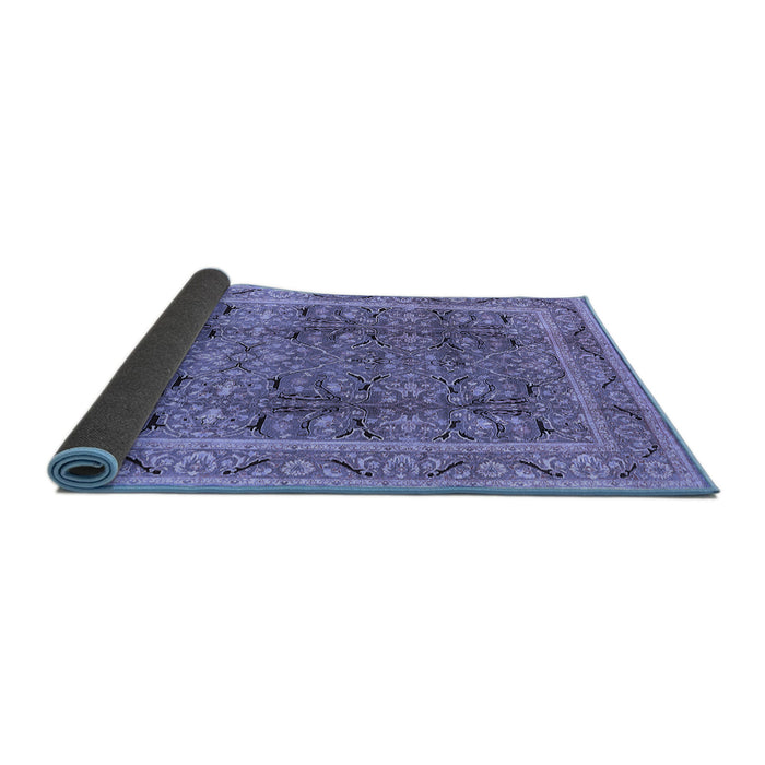 Sideview of Oriental Blue Traditional Rug, urb876blu