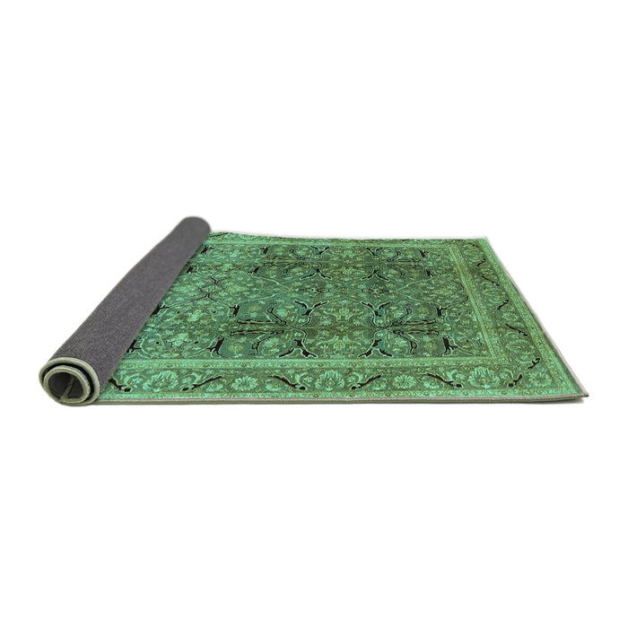 Sideview of Oriental Turquoise Traditional Rug, urb876turq