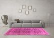 Machine Washable Oriental Pink Traditional Rug in a Living Room, wshurb876pnk