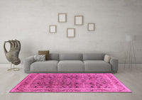 Machine Washable Oriental Pink Traditional Rug, wshurb876pnk