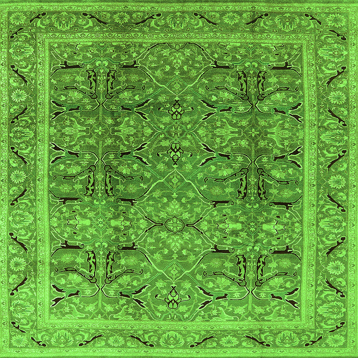 Square Oriental Green Traditional Rug, urb876grn
