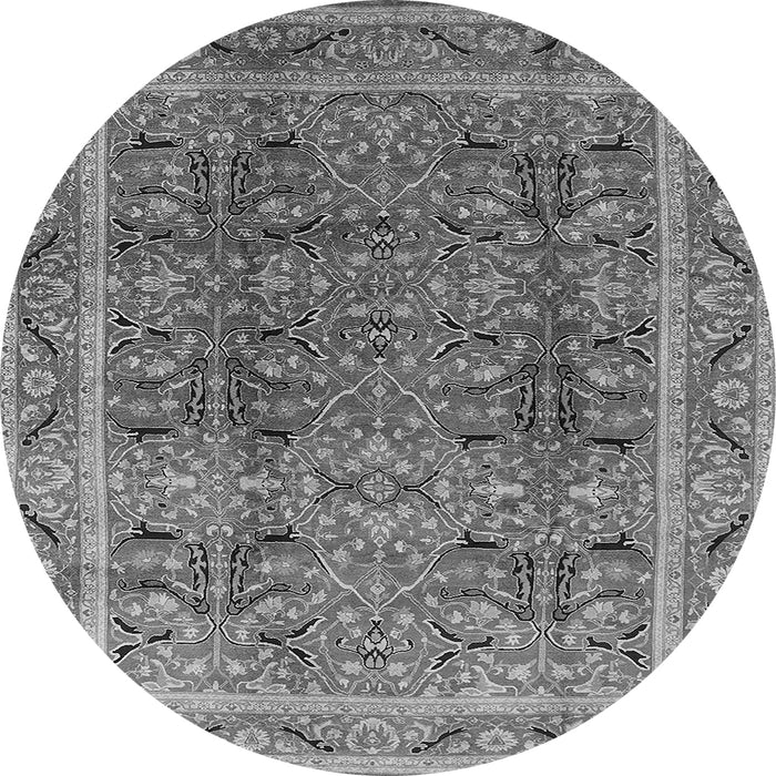 Round Oriental Gray Traditional Rug, urb876gry