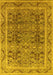 Machine Washable Oriental Yellow Traditional Rug, wshurb876yw