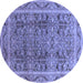 Round Oriental Blue Traditional Rug, urb876blu
