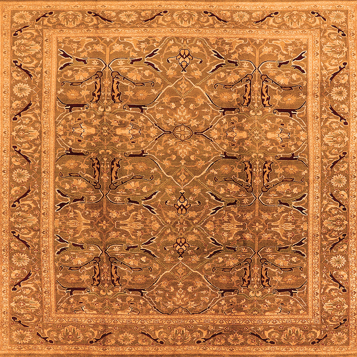Square Oriental Orange Traditional Rug, urb876org