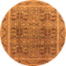 Round Oriental Orange Traditional Rug, urb876org