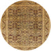 Round Mid-Century Modern Dark Bisque Brown Oriental Rug, urb876