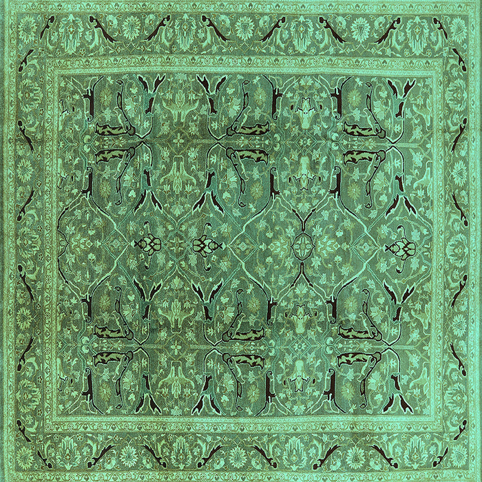 Square Oriental Turquoise Traditional Rug, urb876turq
