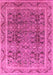 Machine Washable Oriental Pink Traditional Rug, wshurb876pnk