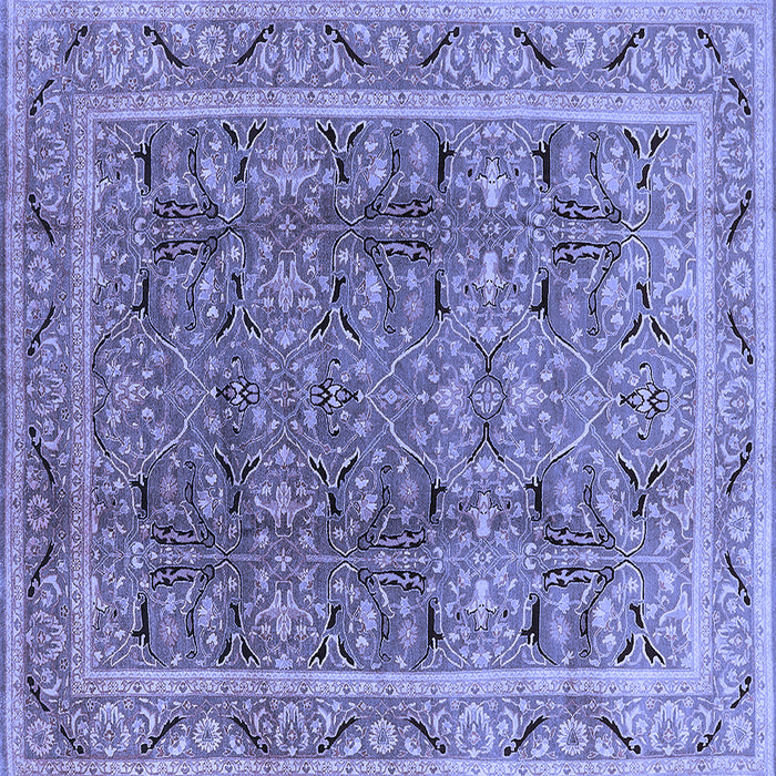 Square Machine Washable Oriental Blue Traditional Rug, wshurb876blu