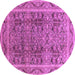 Round Oriental Purple Traditional Rug, urb876pur