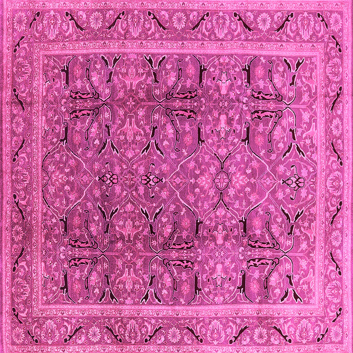 Square Machine Washable Oriental Pink Traditional Rug, wshurb876pnk
