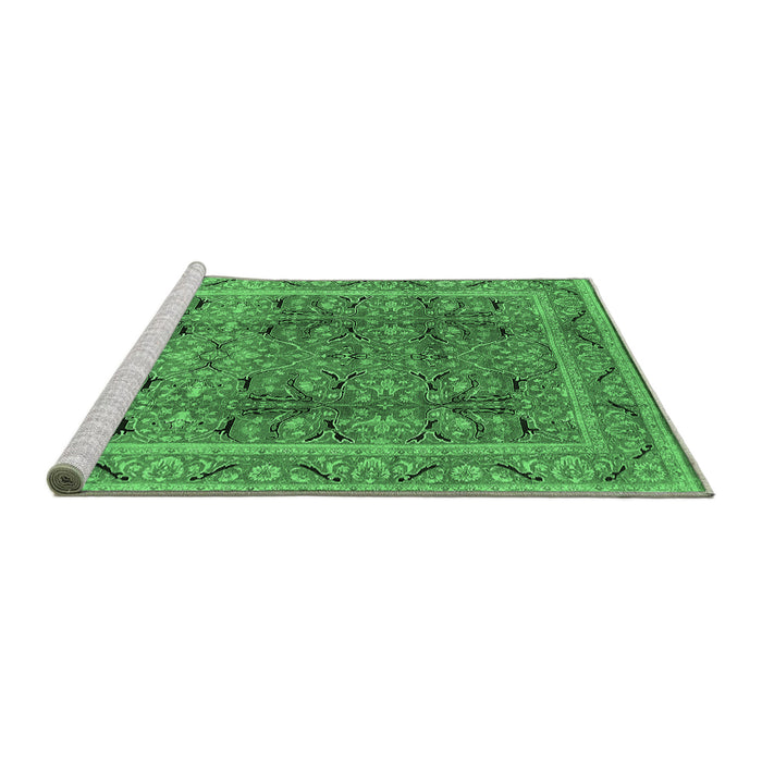 Sideview of Machine Washable Oriental Emerald Green Traditional Area Rugs, wshurb876emgrn