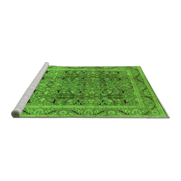 Sideview of Machine Washable Oriental Green Traditional Area Rugs, wshurb876grn