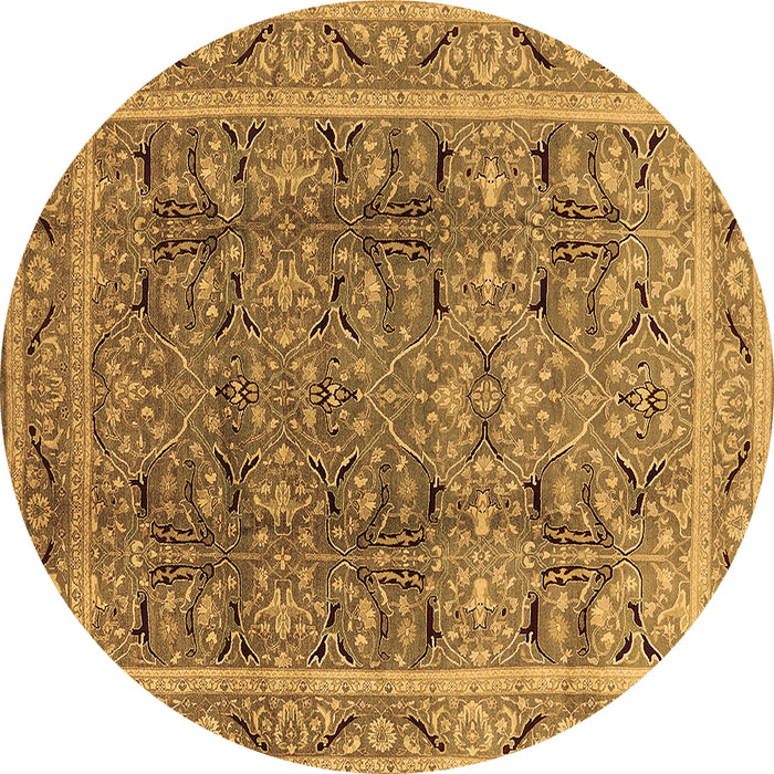 Round Machine Washable Oriental Brown Traditional Rug, wshurb876brn