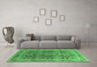 Machine Washable Oriental Emerald Green Traditional Area Rugs in a Living Room,, wshurb876emgrn