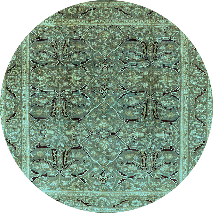 Round Oriental Light Blue Traditional Rug, urb876lblu