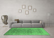 Machine Washable Oriental Emerald Green Traditional Area Rugs in a Living Room,, wshurb877emgrn