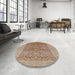 Round Mid-Century Modern Light Brown Oriental Rug in a Office, urb877