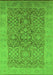 Machine Washable Oriental Green Traditional Area Rugs, wshurb877grn