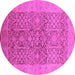 Round Machine Washable Oriental Pink Traditional Rug, wshurb877pnk