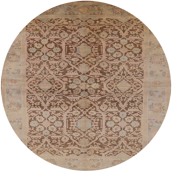 Round Mid-Century Modern Light Brown Oriental Rug, urb877