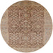Round Mid-Century Modern Light Brown Oriental Rug, urb877