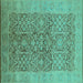 Square Oriental Turquoise Traditional Rug, urb877turq