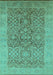 Machine Washable Oriental Turquoise Traditional Area Rugs, wshurb877turq