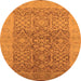 Round Machine Washable Oriental Orange Traditional Area Rugs, wshurb877org