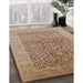 Mid-Century Modern Light Brown Oriental Rug in Family Room, urb877
