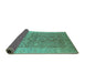 Sideview of Oriental Turquoise Traditional Rug, urb877turq