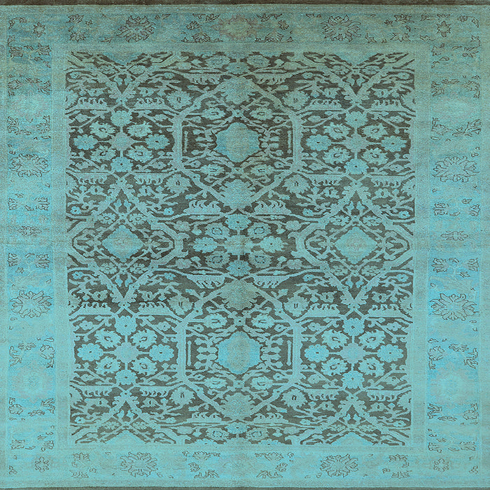 Square Oriental Light Blue Traditional Rug, urb877lblu